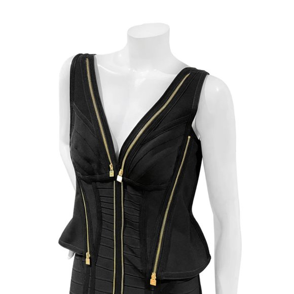 🖤Herve Leger🖤Black Zipper Adaire Evening Gown - Picture 3 of 5